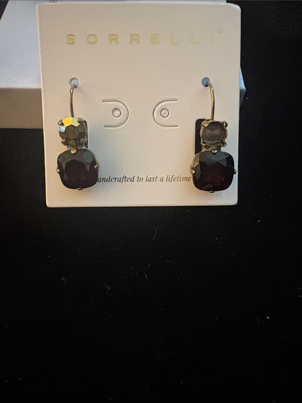 Sorrelli Garnet and Smoky Crystal Drop Earrings - Gold Tone